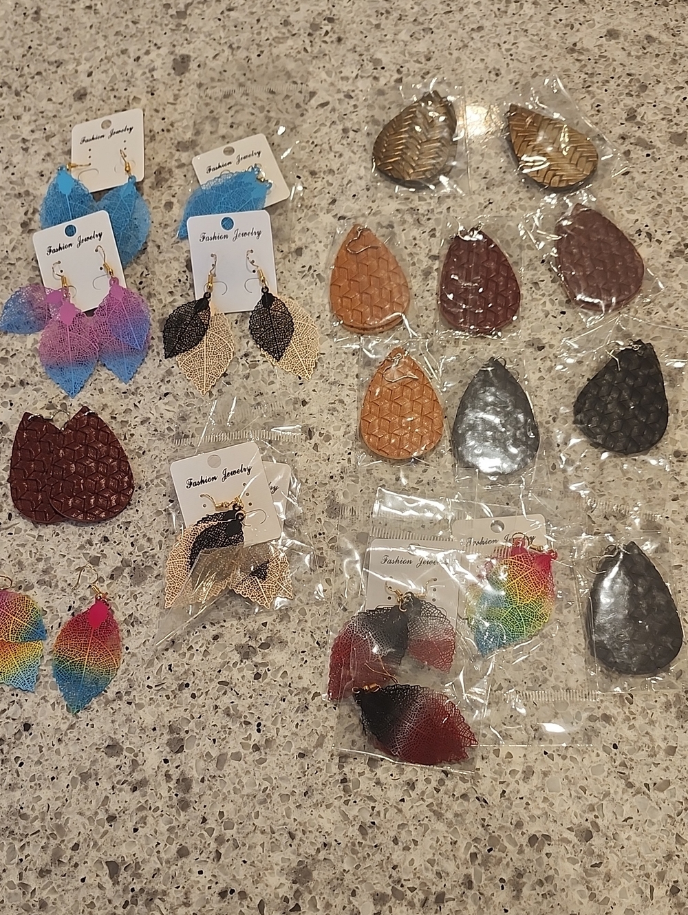 Fashion Jewelry Multicolor, Blue, Gold & Silver Leaf Earrings Assortment 20Pairs